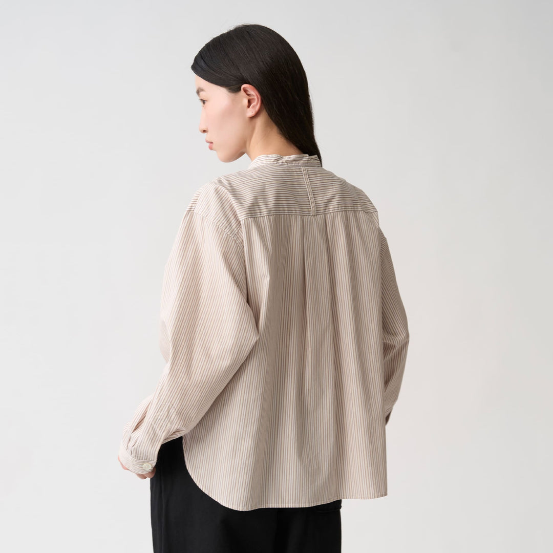 Women's Cotton Poplin Band Collar Shirt