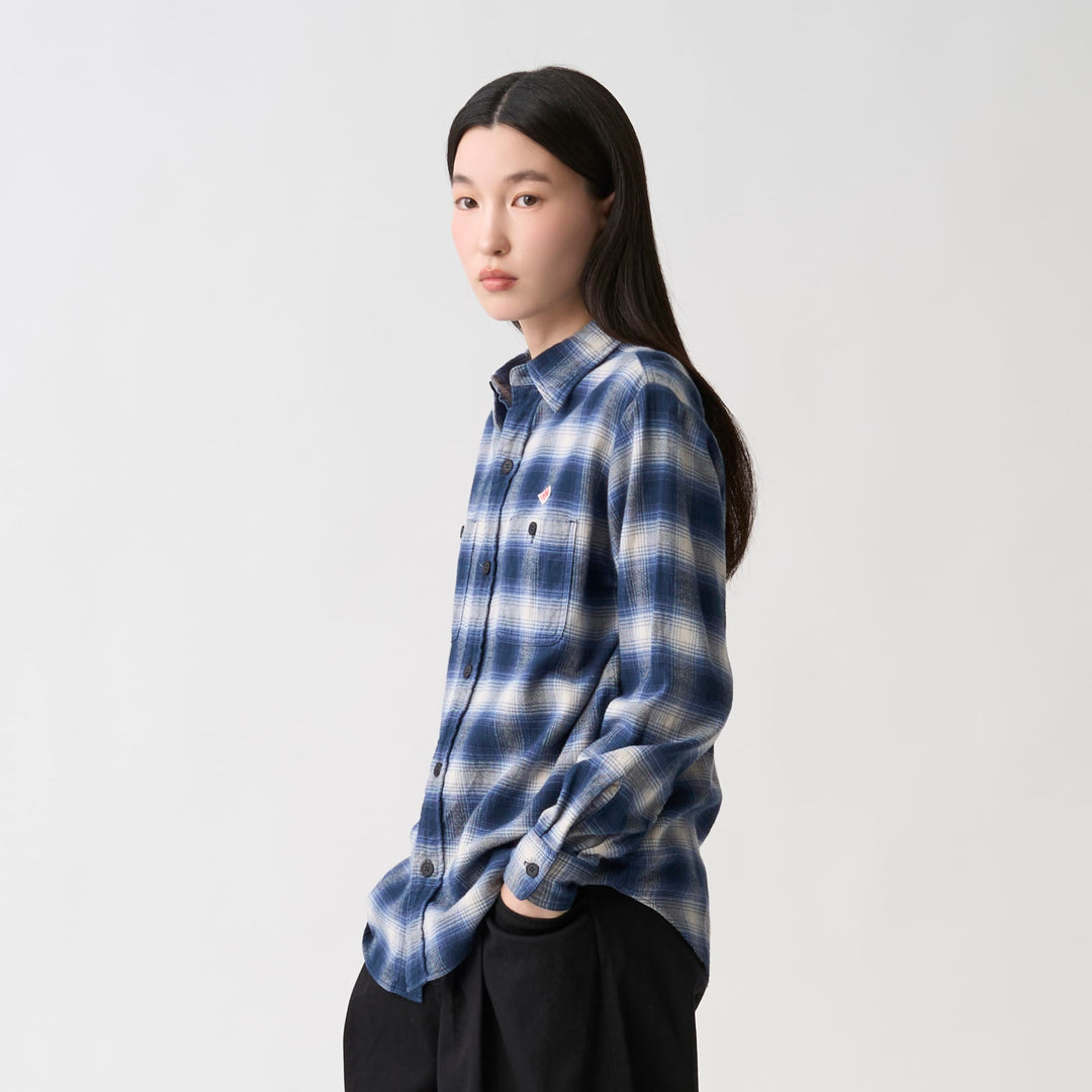 Women's Flannel Check Regular Collar Shirt