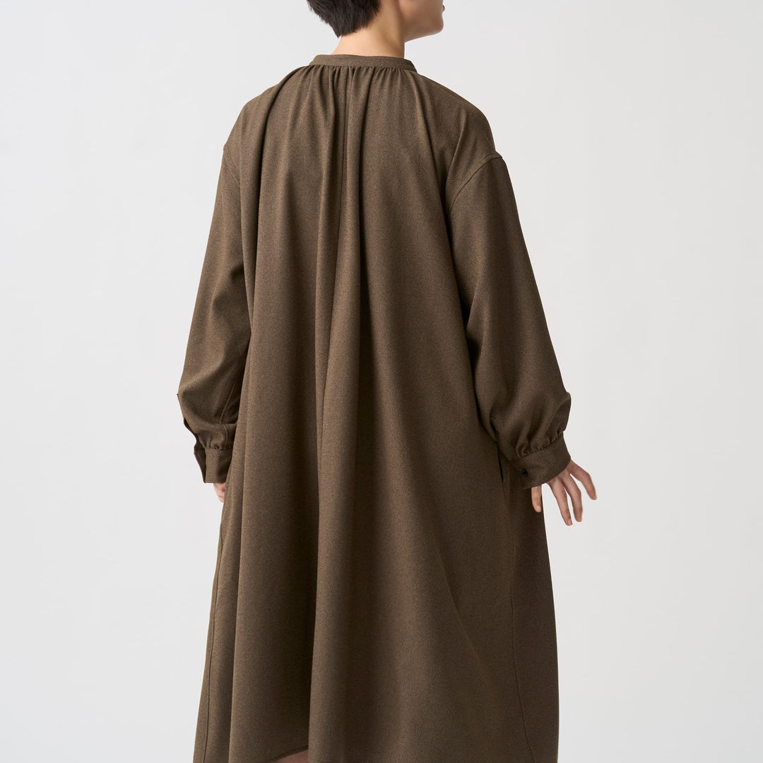 Women's Wool-Like Twill Gathered Shirt Dress
