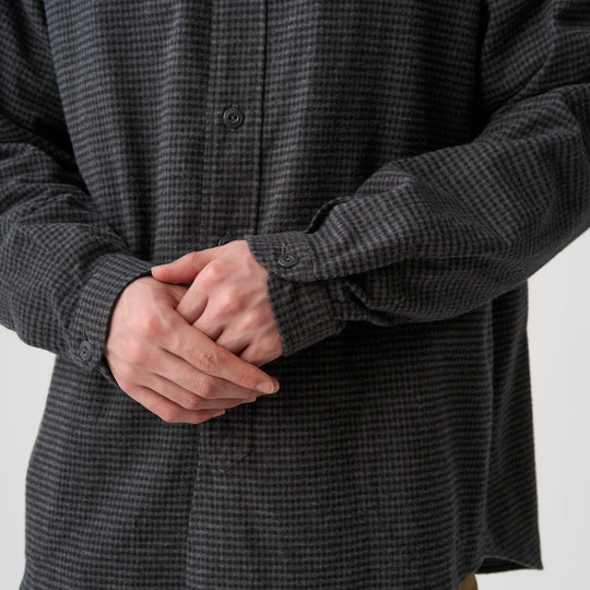 Men's Flannel Band Collar Shirt - Check