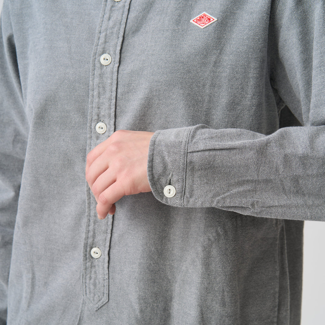 Women's Cotton Flannel Band Collar Shirt
