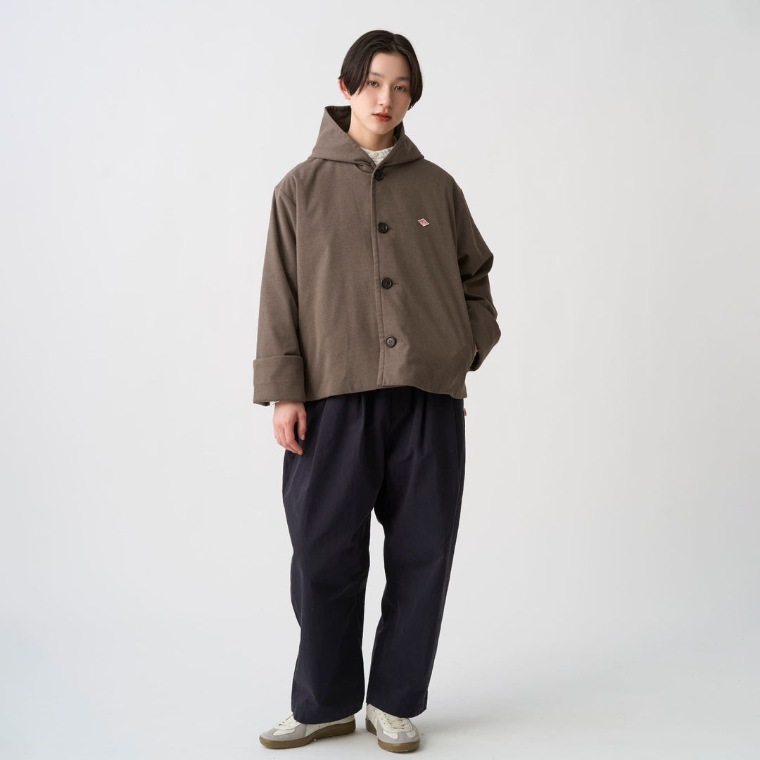 Women's Wool Like Insulation Hooded Wide Jacket