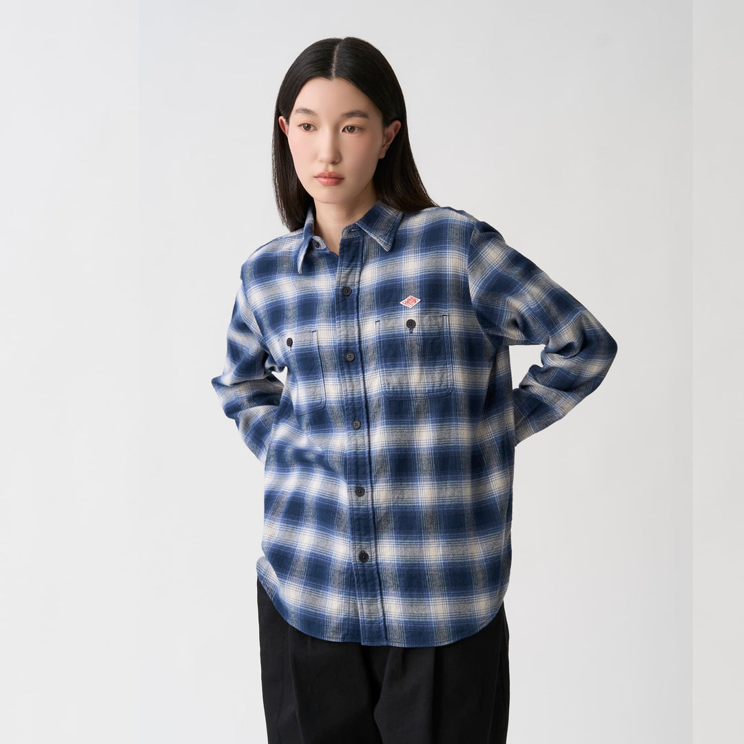 Women's Flannel Check Regular Collar Shirt