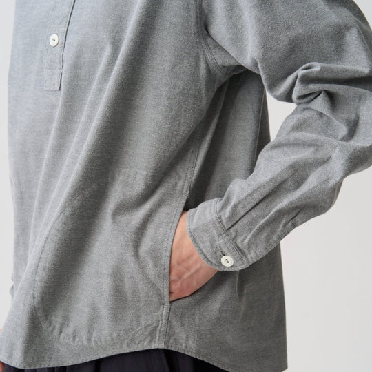 Women's Cotton Flannel Round Collar Pullover Shirt