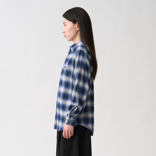 Women's Flannel Check Regular Collar Shirt