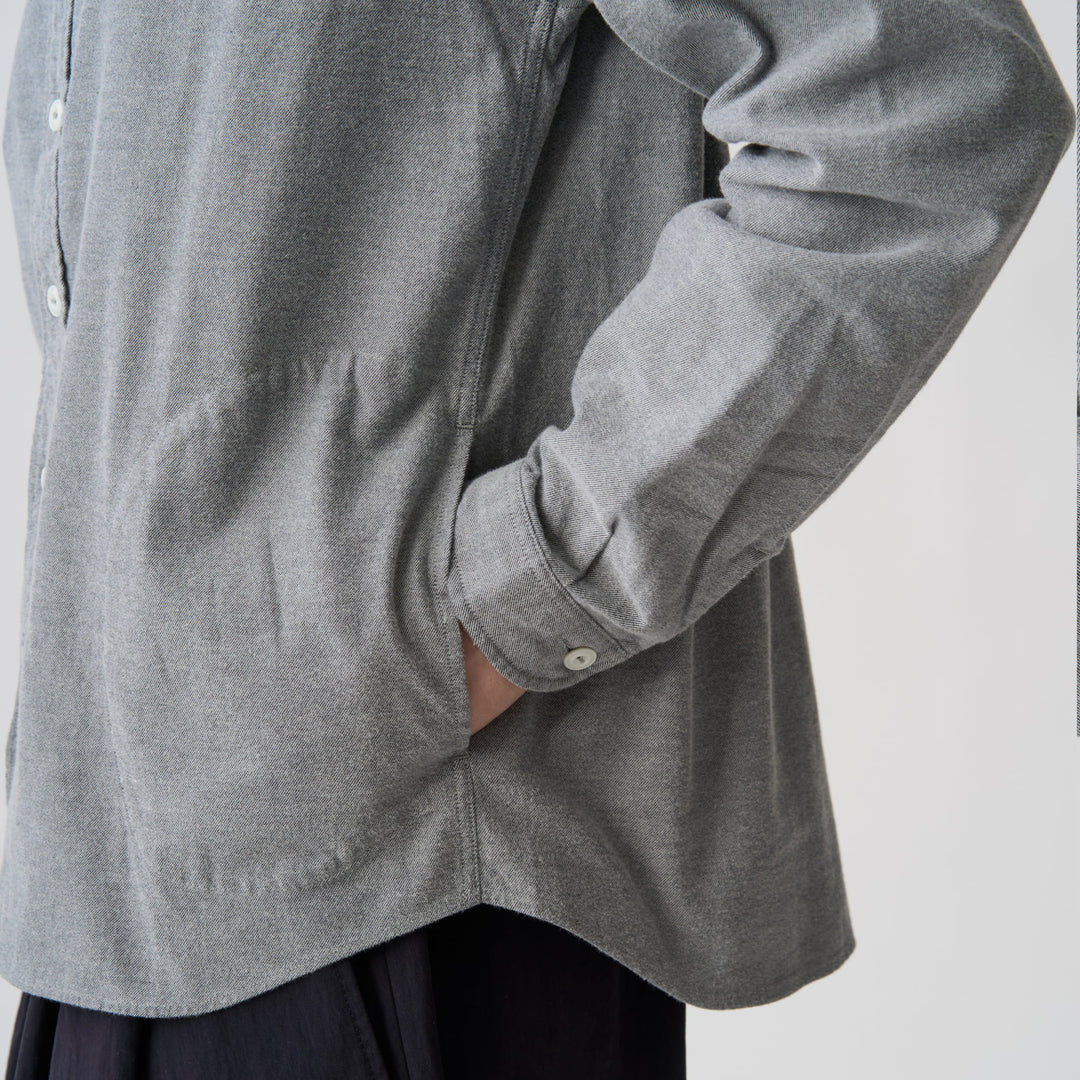 Women's Cotton Flannel Band Collar Shirt