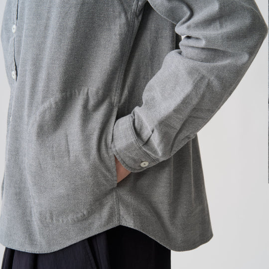 Women's Cotton Flannel Band Collar Shirt