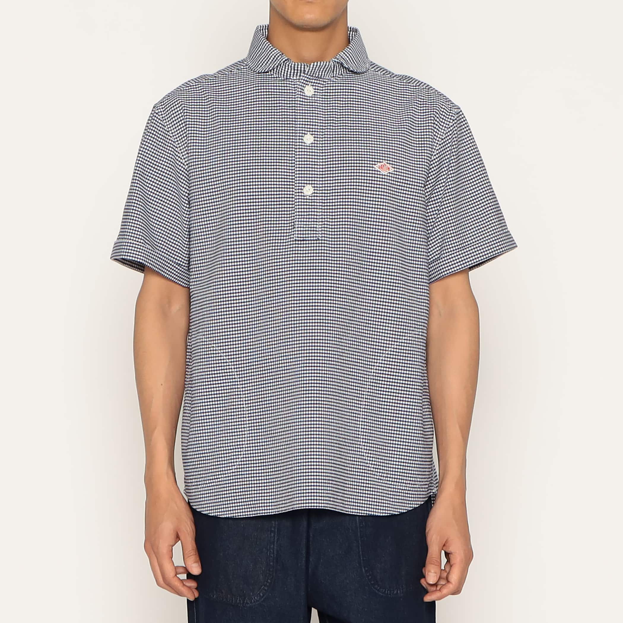 DANTON Men's Oxford Round Collar Short Sleeve Pullover Shirt Pattern
