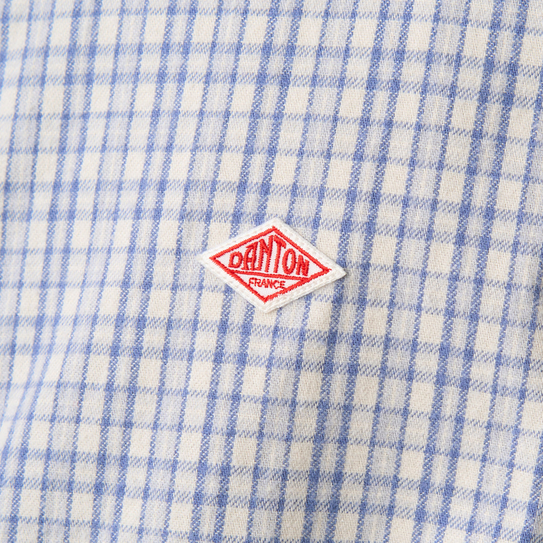 Men's Brushed Twill Band Collar Shirt - Check