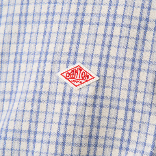 Men's Brushed Twill Band Collar Shirt - Check