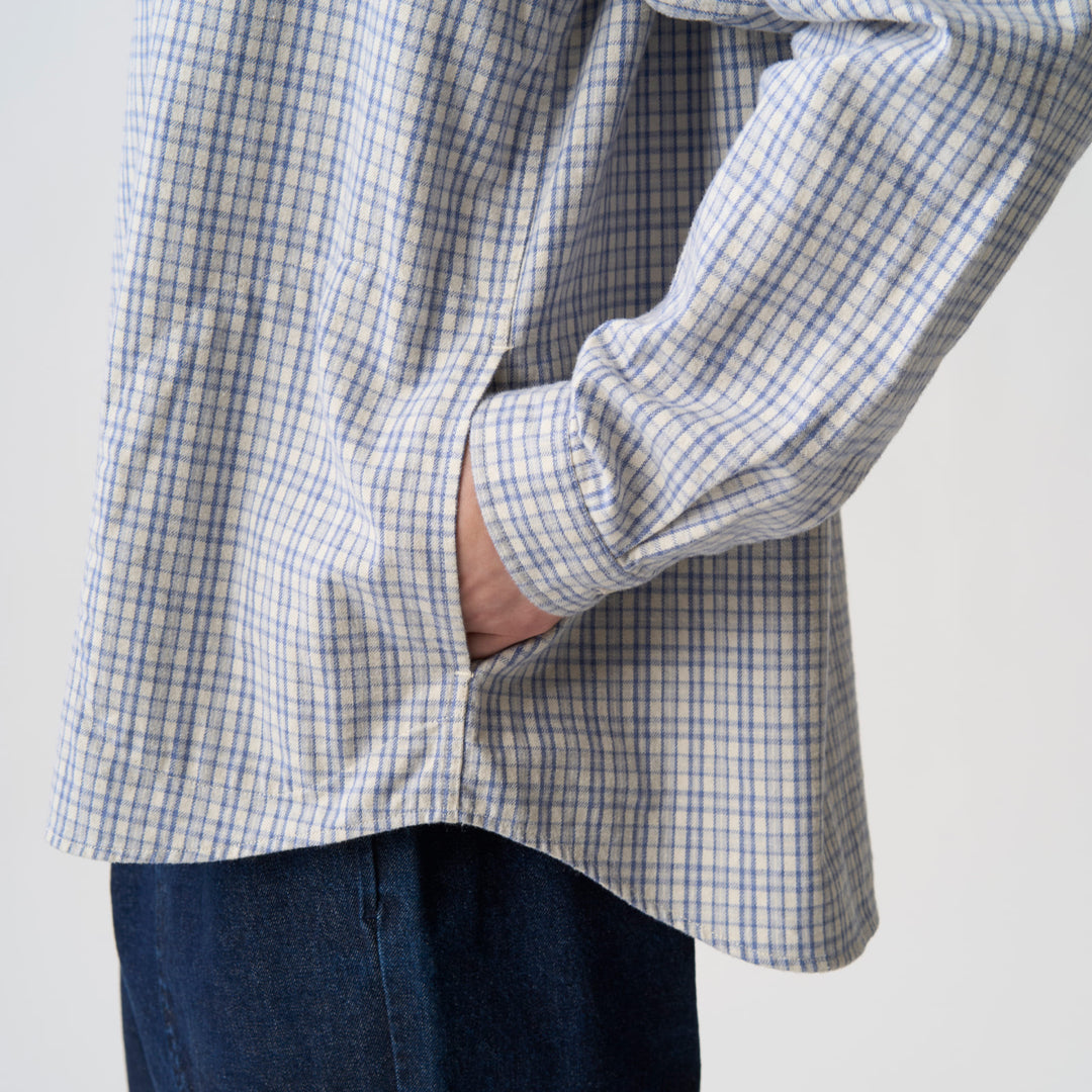 Women's Brushed Twill Round Collar Pullover Shirt - Check