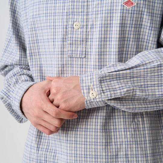Men's Brushed Twill Round Collar Pullover Shirt - Check