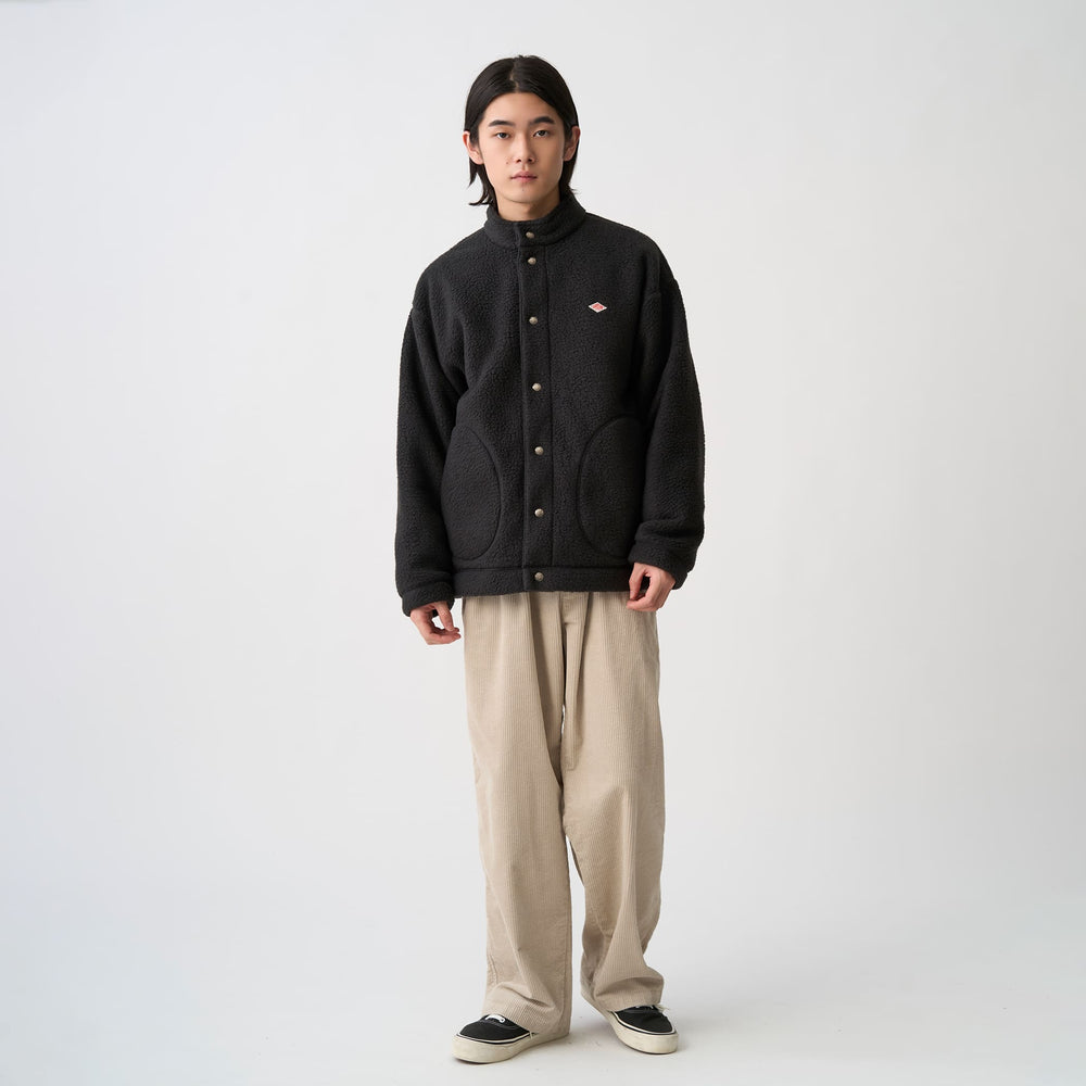 Men's Double Face Boa Stand Collar Cardigan