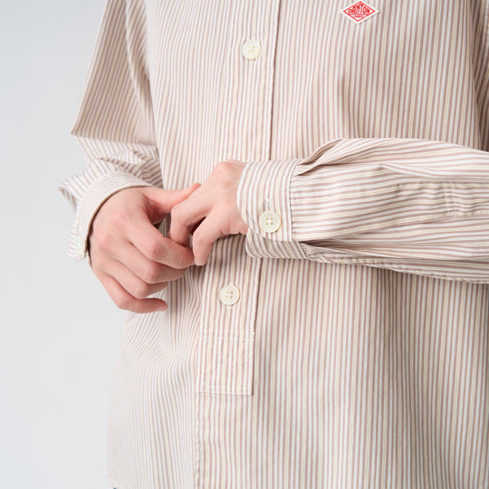 Women's Cotton Poplin Band Collar Shirt