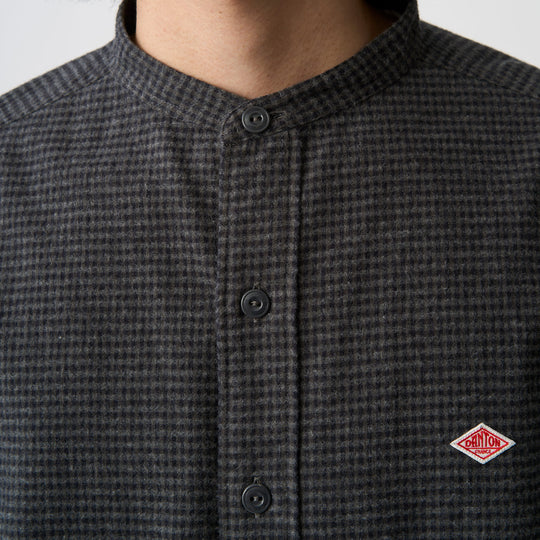 Men's Flannel Band Collar Shirt - Check