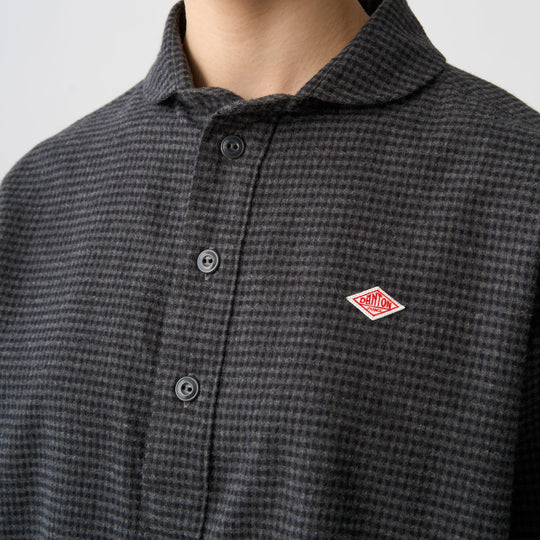 Women's Flannel Round Collar Pullover Shirt - Check