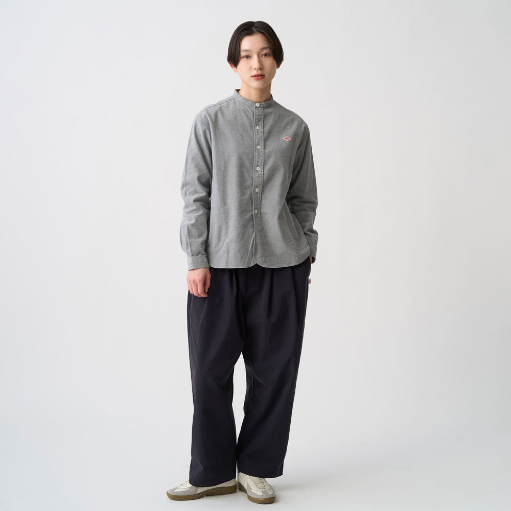 Women's Cotton Flannel Band Collar Shirt