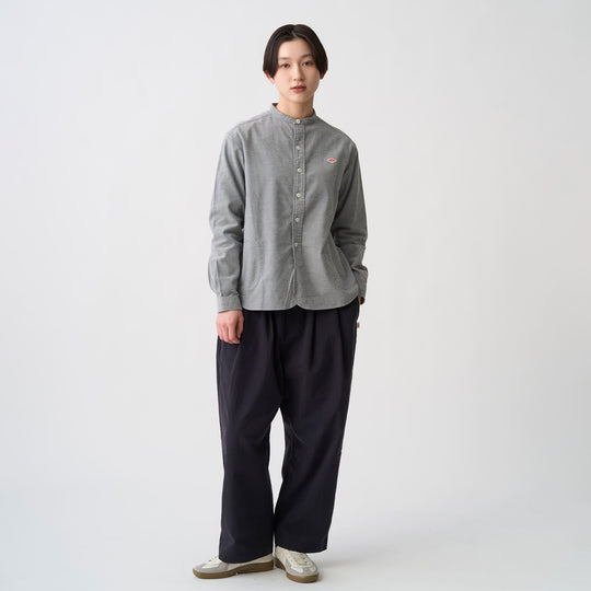 Women's Cotton Flannel Band Collar Shirt