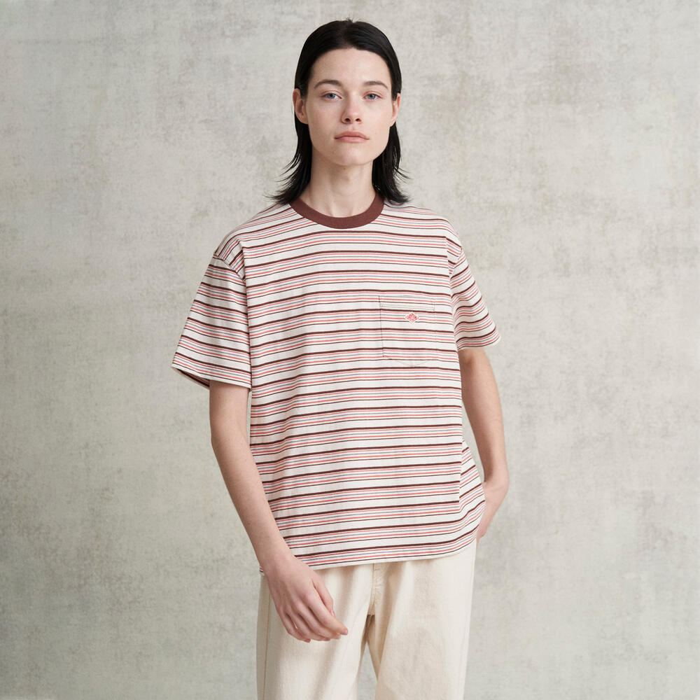 WOMEN'S STRIPE SHORT SLEEVE POCKET T-SHIRT