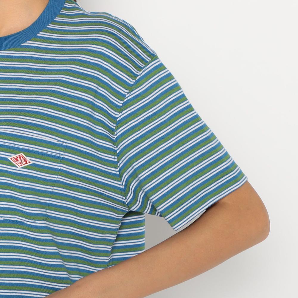 WOMEN'S STRIPE SHORT SLEEVE POCKET T-SHIRT
