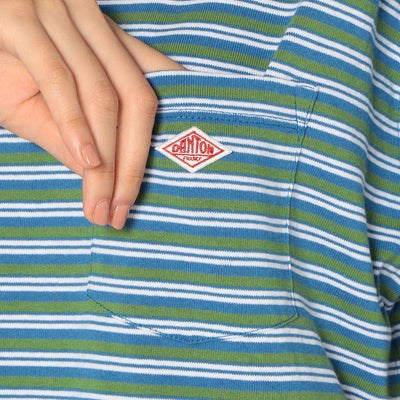WOMEN'S STRIPE SHORT SLEEVE POCKET T-SHIRT