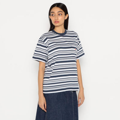 WOMEN'S STRIPE SHORT SLEEVE POCKET T-SHIRT