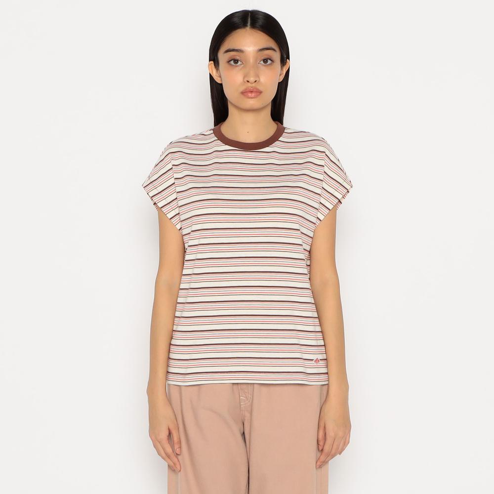 WOMEN'S STRIPE DOLMAN SLEEVELESS T-SHIRT