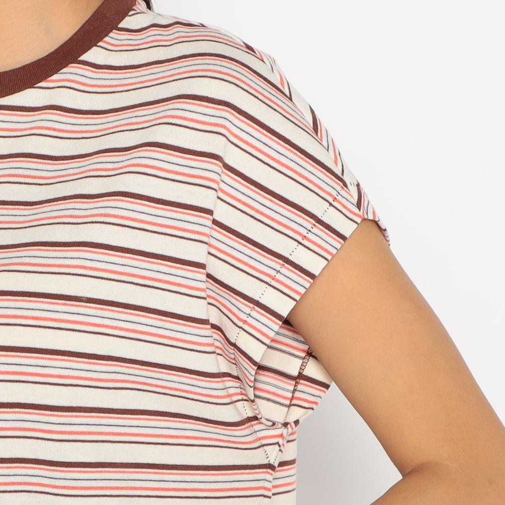 WOMEN'S STRIPE DOLMAN SLEEVELESS T-SHIRT