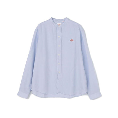 WOMEN'S LINEN BAND COLLAR SHIRT L/S