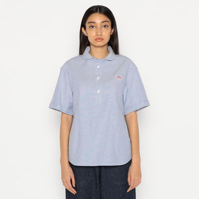 WOMEN'S PLAIN OXFORD ROUND COLLAR PULLOVER SHIRT S/S