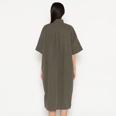 WOMEN'S PLAIN PULLOVER SHIRT DRESS