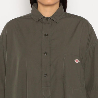 WOMEN'S PLAIN PULLOVER SHIRT DRESS