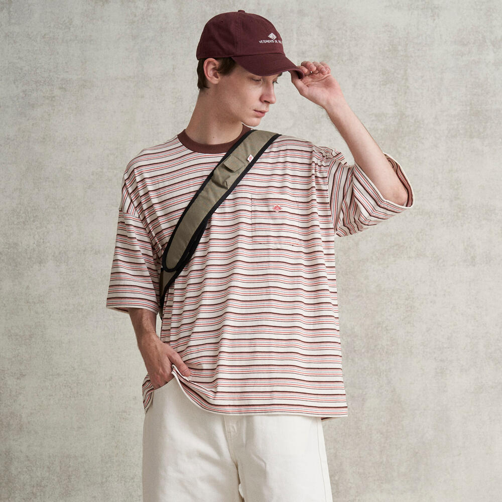 MEN'S STRIPE SHORT SLEEVE BIG POCKET T-SHIRT