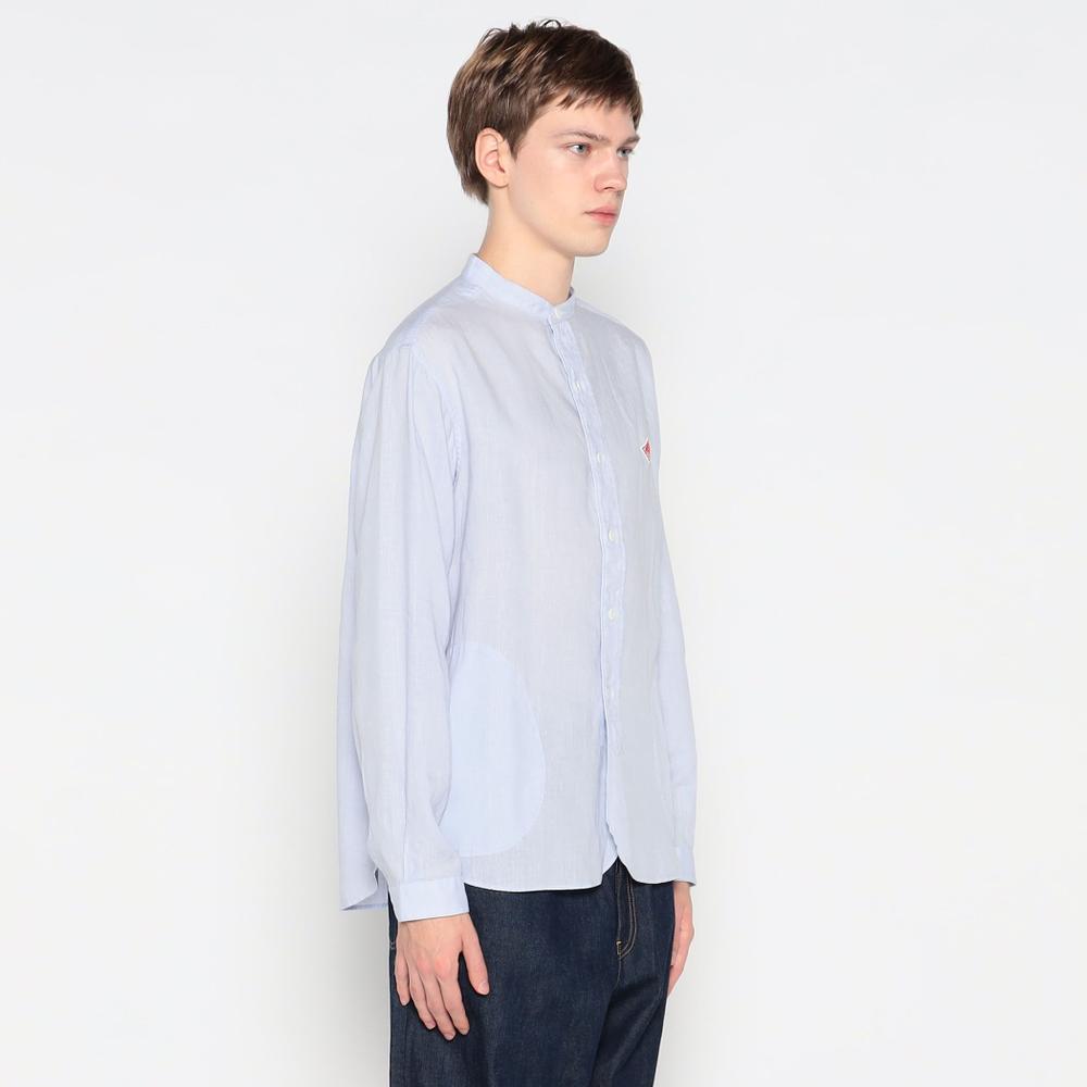 MEN'S LINEN BAND COLLAR SHIRT L/S