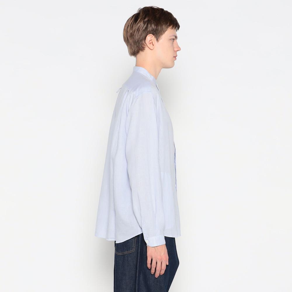 MEN'S LINEN BAND COLLAR SHIRT L/S