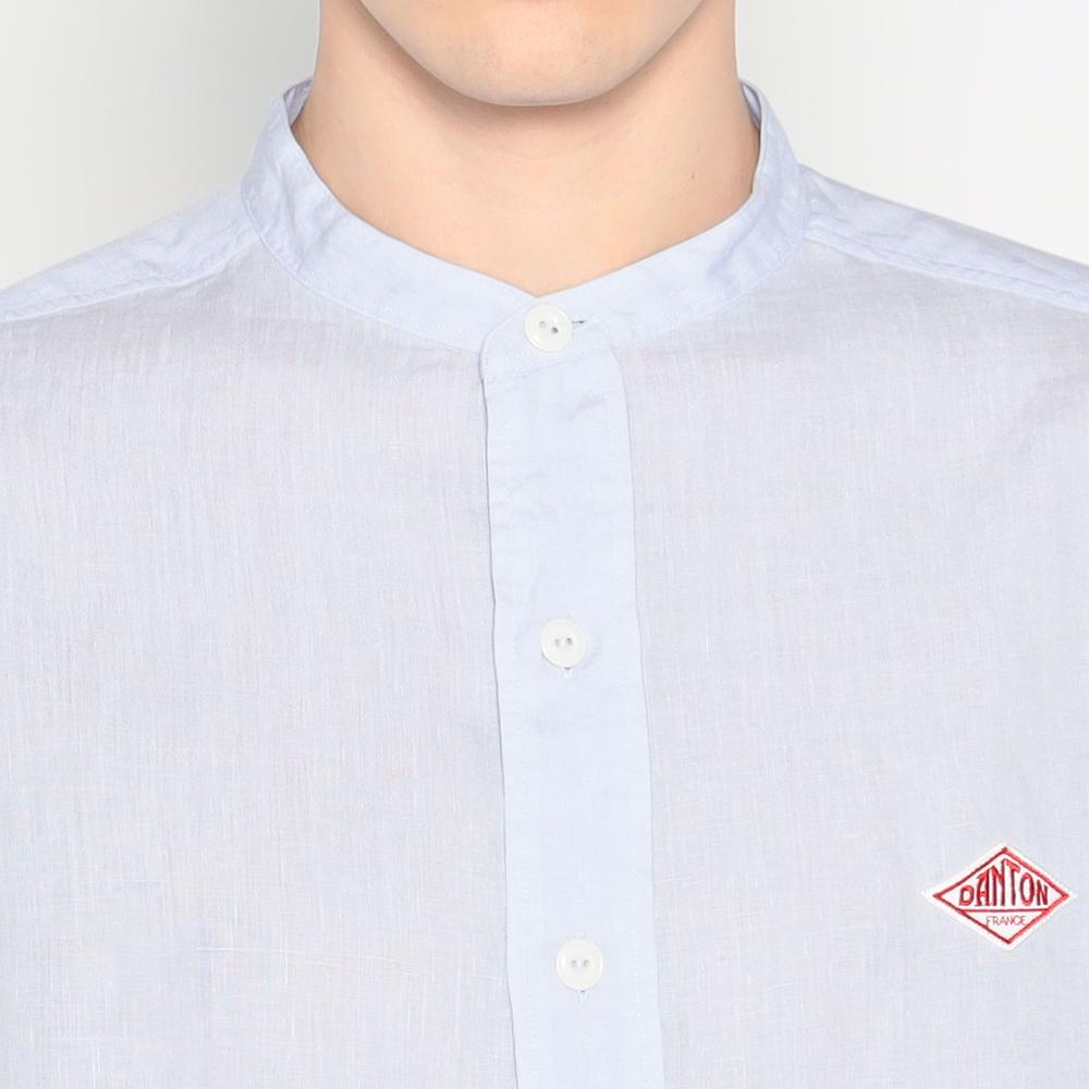 MEN'S LINEN BAND COLLAR SHIRT L/S