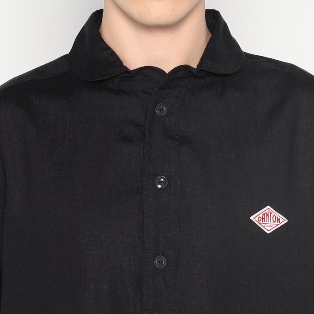 MEN'S LINEN ROUND COLLAR PULLOVER SHIRT S/S