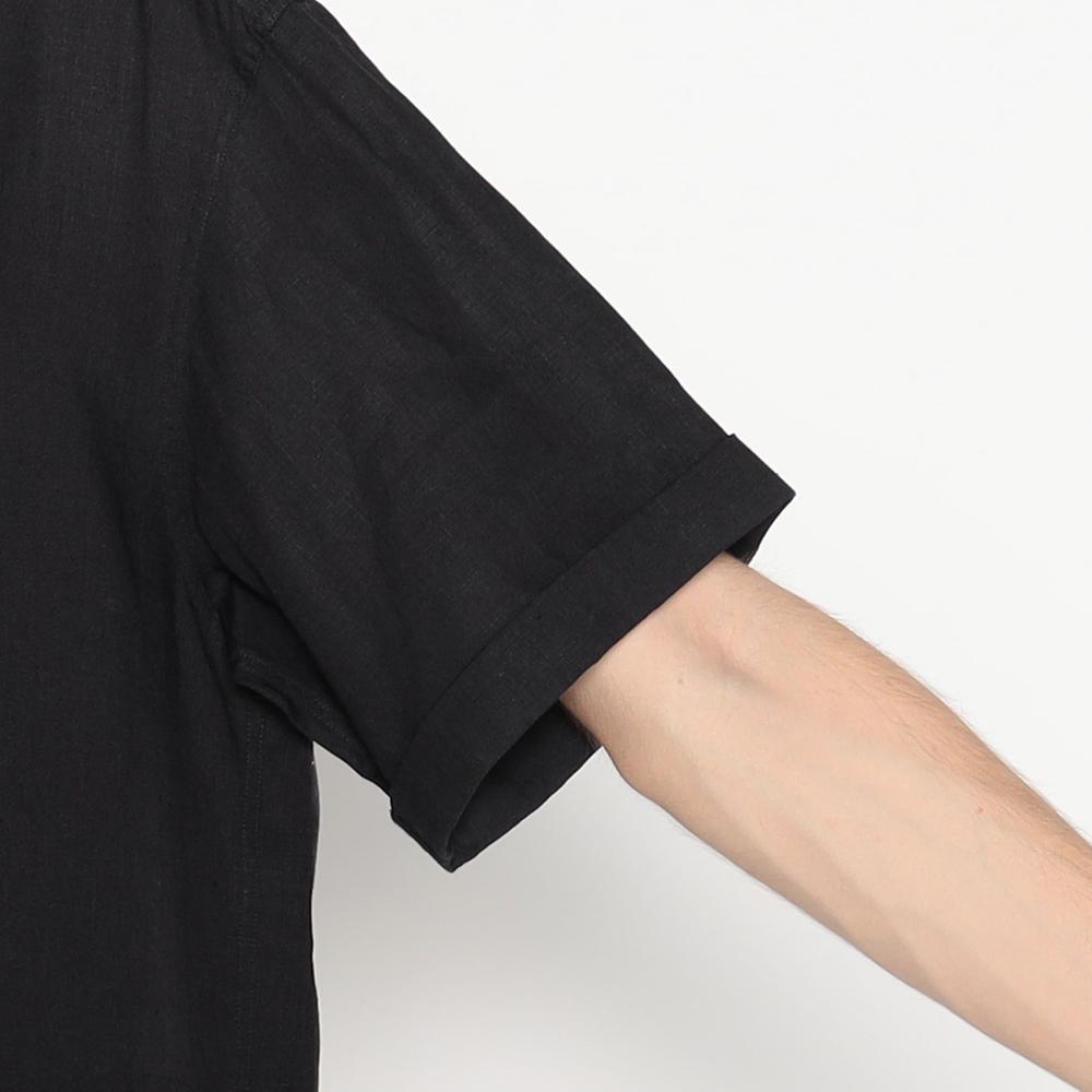MEN'S LINEN ROUND COLLAR PULLOVER SHIRT S/S