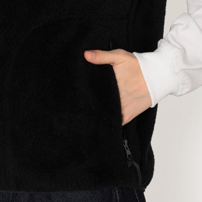 WOMEN'S HIGH PILE FLEECE STAND COLLAR ZIP VEST