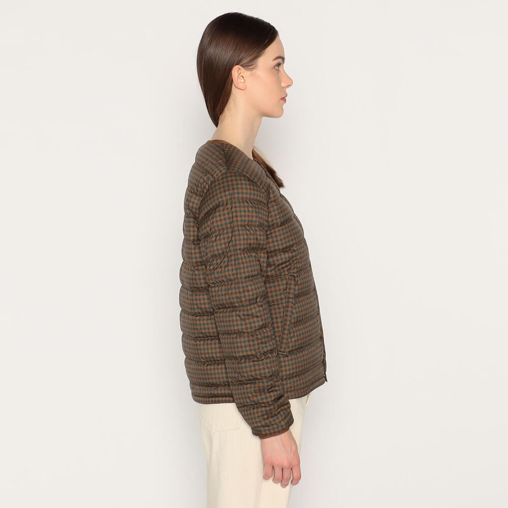 WOMEN'S PRINTED PLAID INNER DOWN CREWNECK JACKET