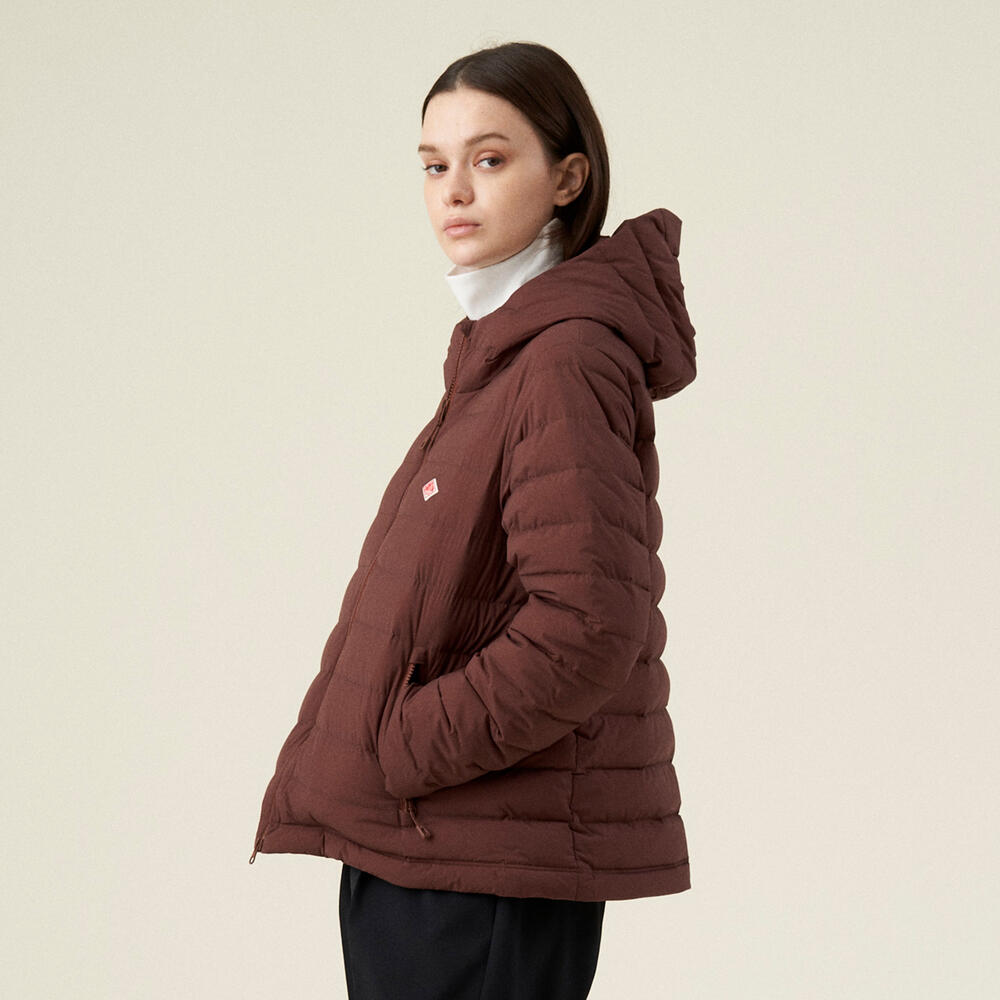 WOMEN'S STRETCH NYLON MIDDLE DOWN HOODED JACKET
