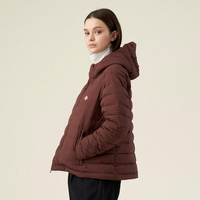 WOMEN'S STRETCH NYLON MIDDLE DOWN HOODED JACKET
