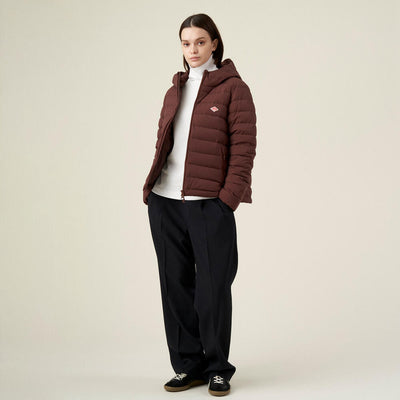WOMEN'S STRETCH NYLON MIDDLE DOWN HOODED JACKET