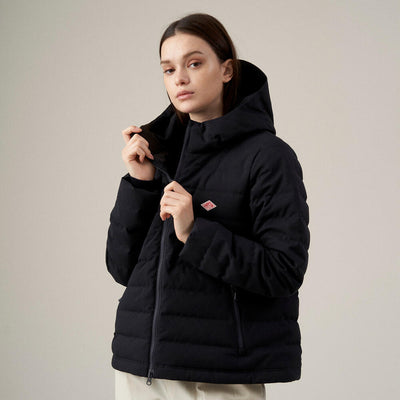 WOMEN'S WOOL LIKE POLYESTER MIDDLE DOWN HOODED JACKET