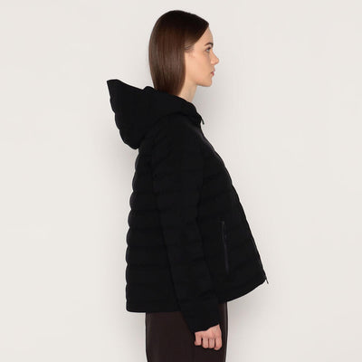 WOMEN'S WOOL LIKE POLYESTER MIDDLE DOWN HOODED JACKET