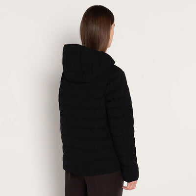 WOMEN'S WOOL LIKE POLYESTER MIDDLE DOWN HOODED JACKET