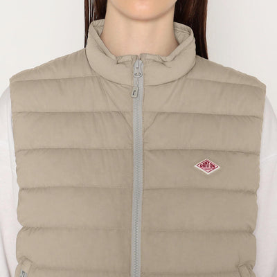 WOMEN'S STRETCH NYLON MIDDLE DOWN STAND COLLAR VEST