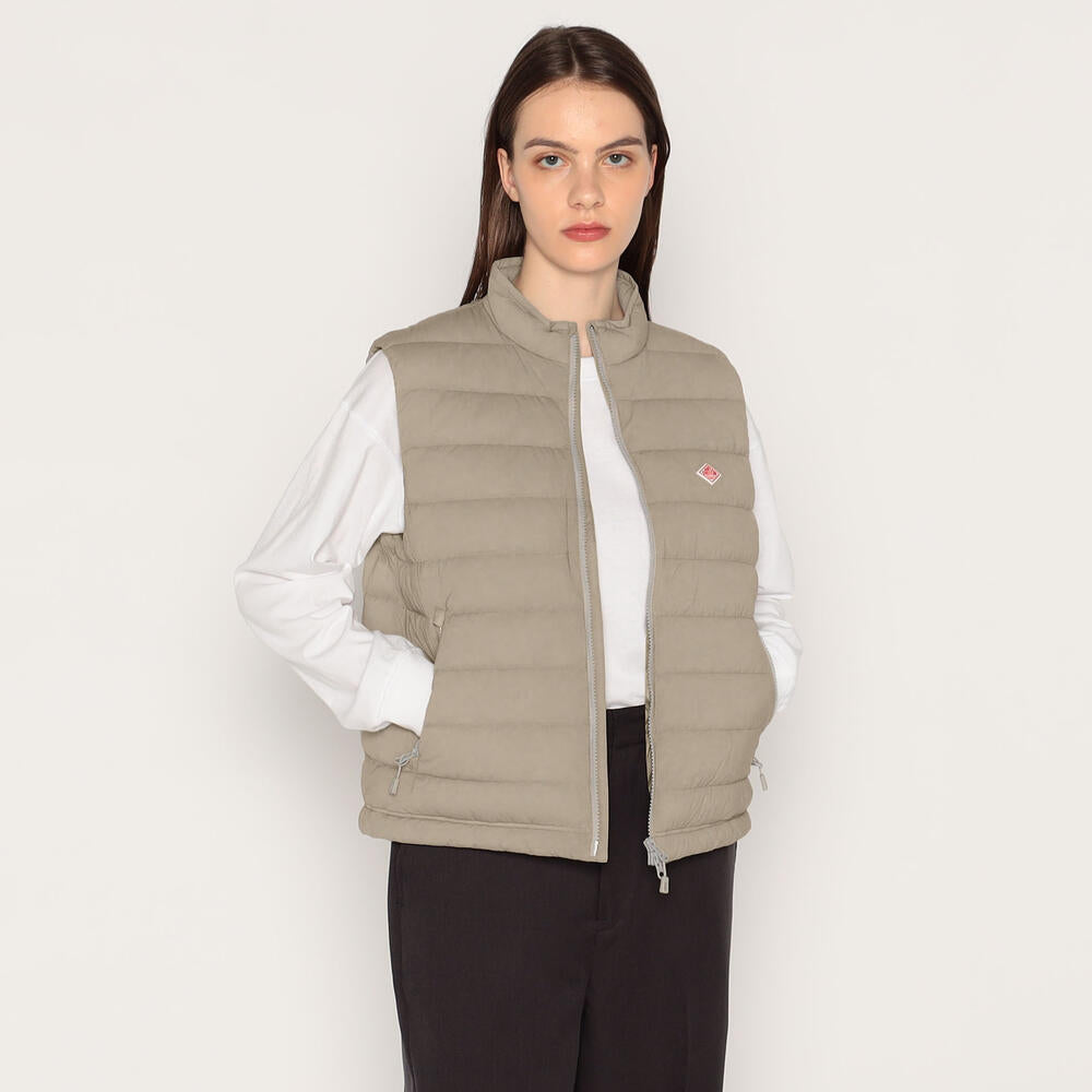 WOMEN'S STRETCH NYLON MIDDLE DOWN STAND COLLAR VEST