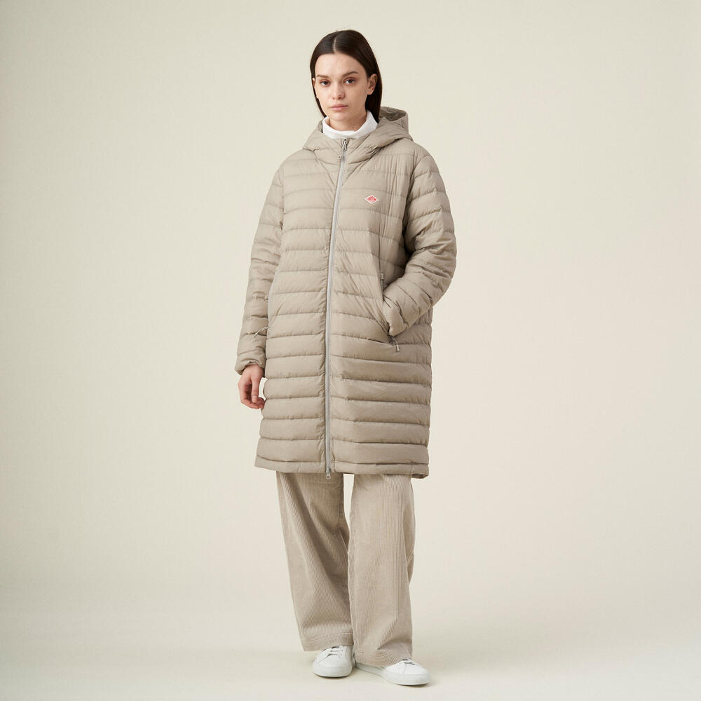 WOMEN'S STRETCH NYLON MIDDLE DOWN HOODED COAT