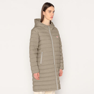 WOMEN'S STRETCH NYLON MIDDLE DOWN HOODED COAT